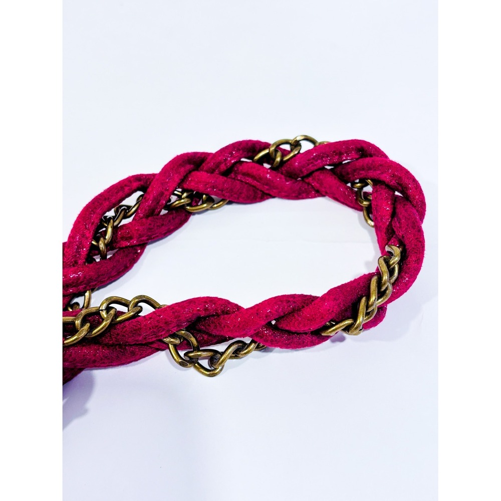 MATT & NAT Raspberry braided belt | Chain detail statement | Large - Picture 5 of 6